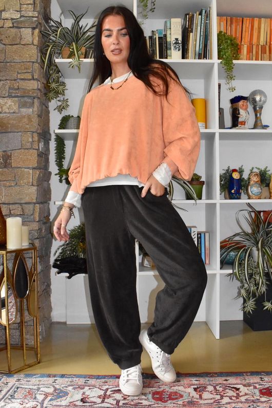 Terry B Lantern Sleeve Sweatshirt Just Peachy